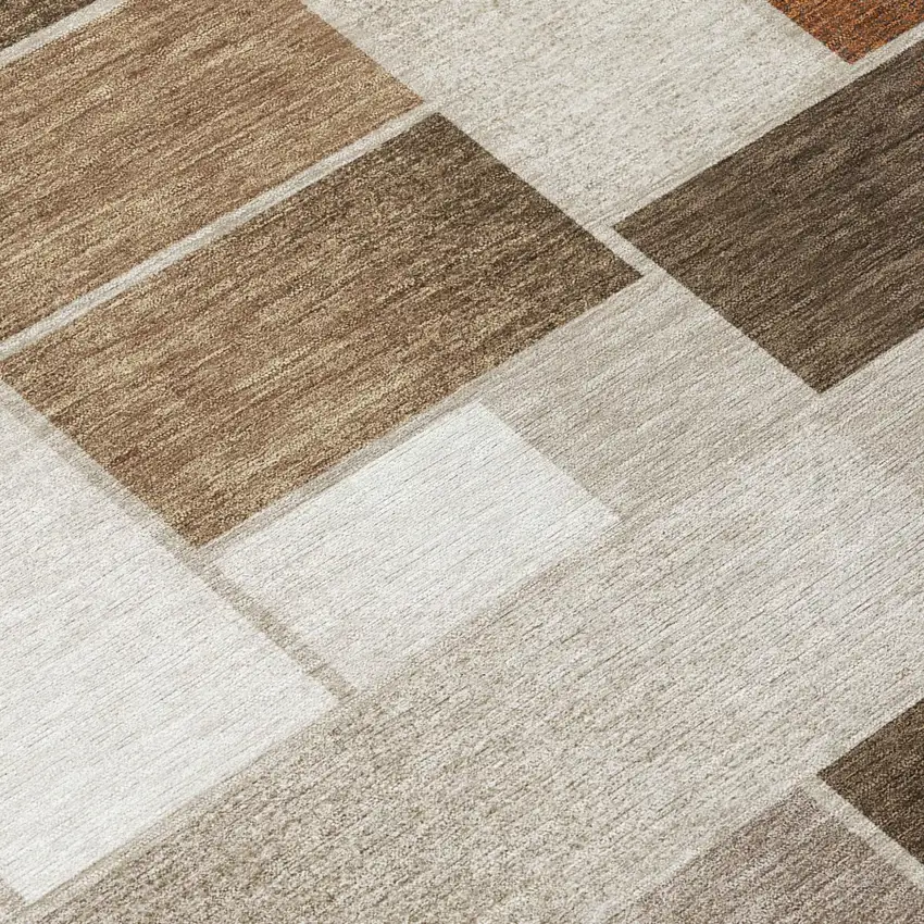 Beige And Graphite Geometric Washable Indoor Outdoor Area Rug Photo 3