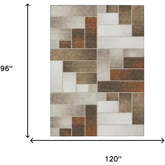 Beige And Graphite Geometric Washable Indoor Outdoor Area Rug Photo 5