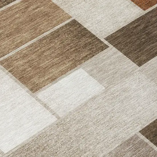 Beige And Graphite Geometric Washable Indoor Outdoor Area Rug Photo 3