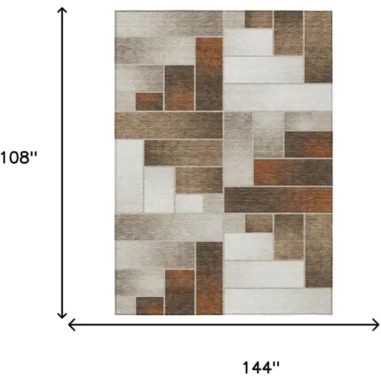 Beige And Graphite Geometric Washable Indoor Outdoor Area Rug Photo 5