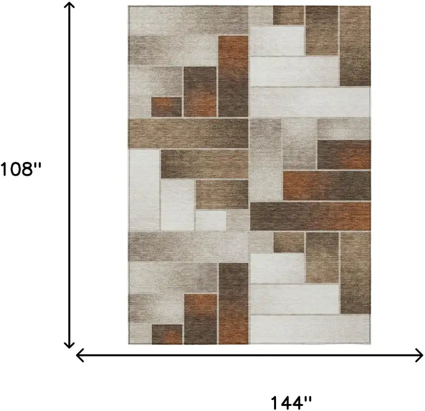Beige And Graphite Geometric Washable Indoor Outdoor Area Rug Photo 5