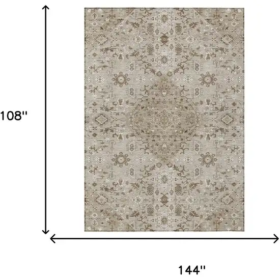 Beige And Graphite Medallion Washable Indoor Outdoor Area Rug Photo 7