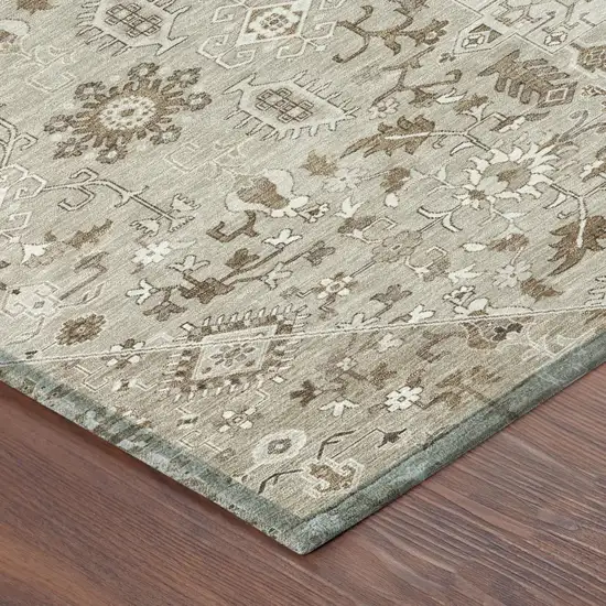 Beige And Graphite Medallion Washable Indoor Outdoor Area Rug Photo 5