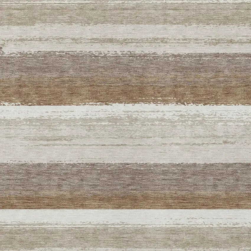 Beige And Graphite Striped Washable Indoor Outdoor Area Rug Photo 3