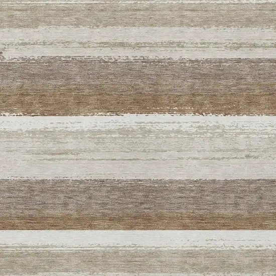 Beige And Graphite Striped Washable Indoor Outdoor Area Rug Photo 3
