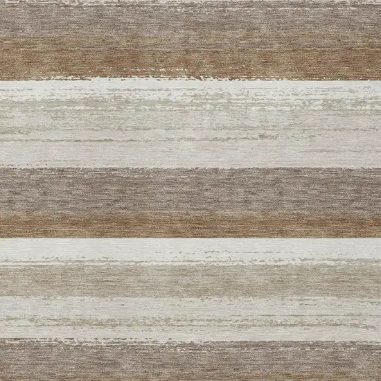 Beige And Graphite Striped Washable Indoor Outdoor Area Rug Photo 3