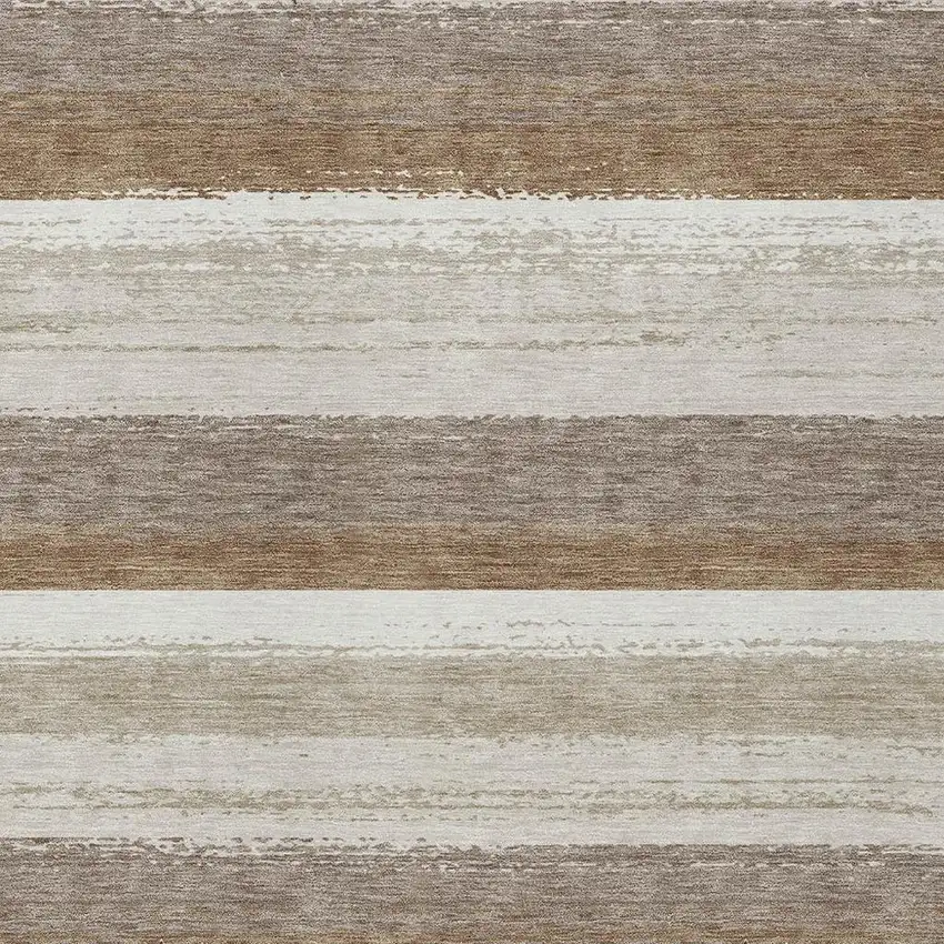 Beige And Graphite Striped Washable Indoor Outdoor Area Rug Photo 3
