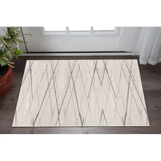 Beige And Gray Abstract Area Rug Photo 2