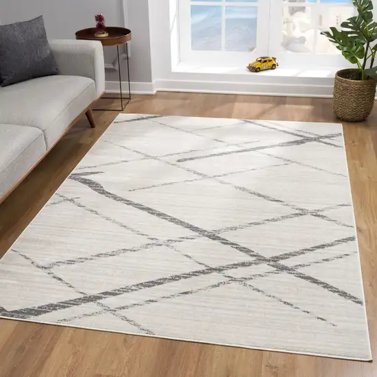Beige And Gray Abstract Area Rug Photo 6