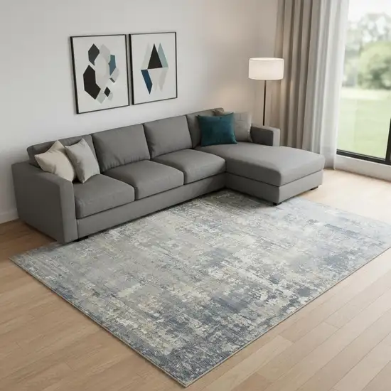 Beige And Gray Abstract Area Rug Photo 1