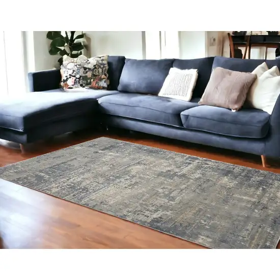 Beige And Gray Abstract Area Rug Photo 1