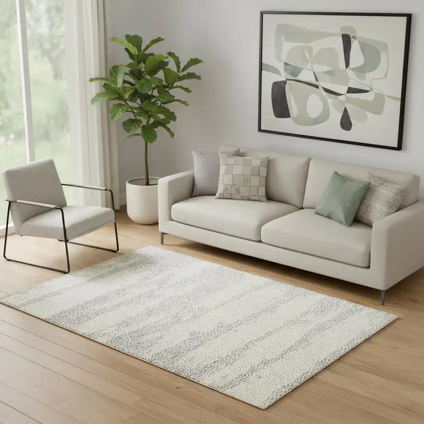 Beige And Gray Abstract Area Rug Photo 1