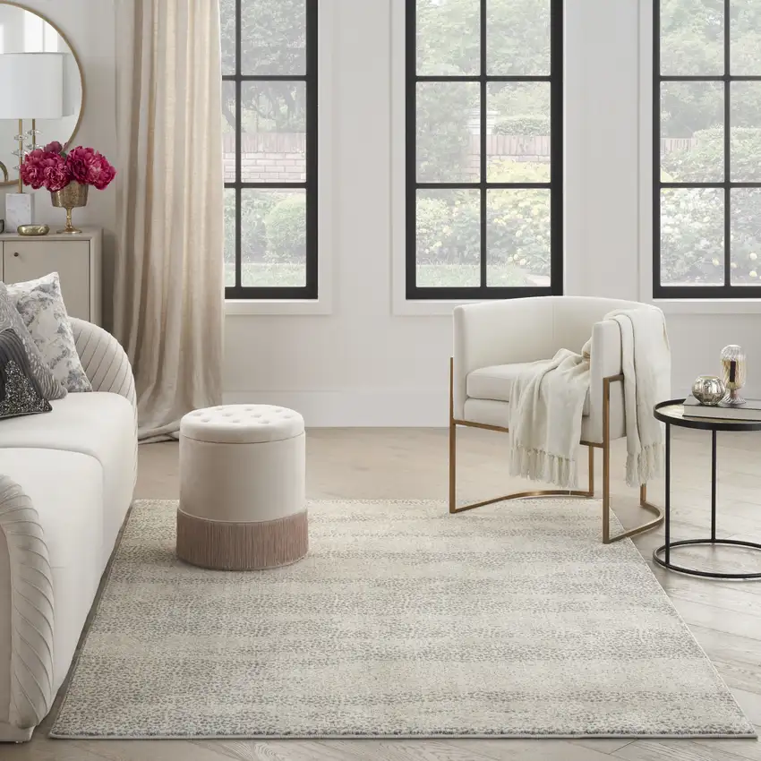 Beige And Gray Abstract Area Rug Photo 6