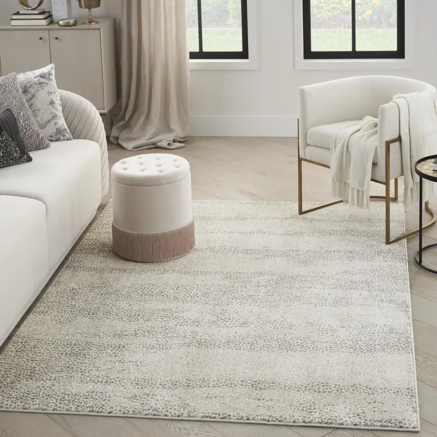 Beige And Gray Abstract Area Rug Photo 5
