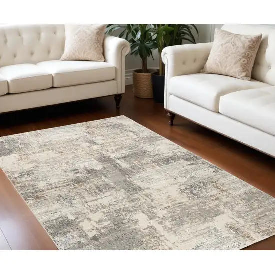 Beige And Gray Abstract Area Rug Photo 1
