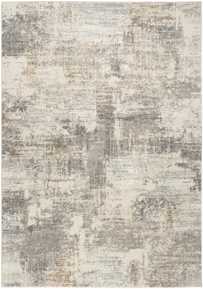 Beige And Gray Abstract Area Rug Photo 2