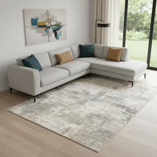 Beige And Gray Abstract Area Rug Photo 1