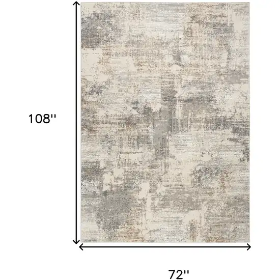 Beige And Gray Abstract Area Rug Photo 3