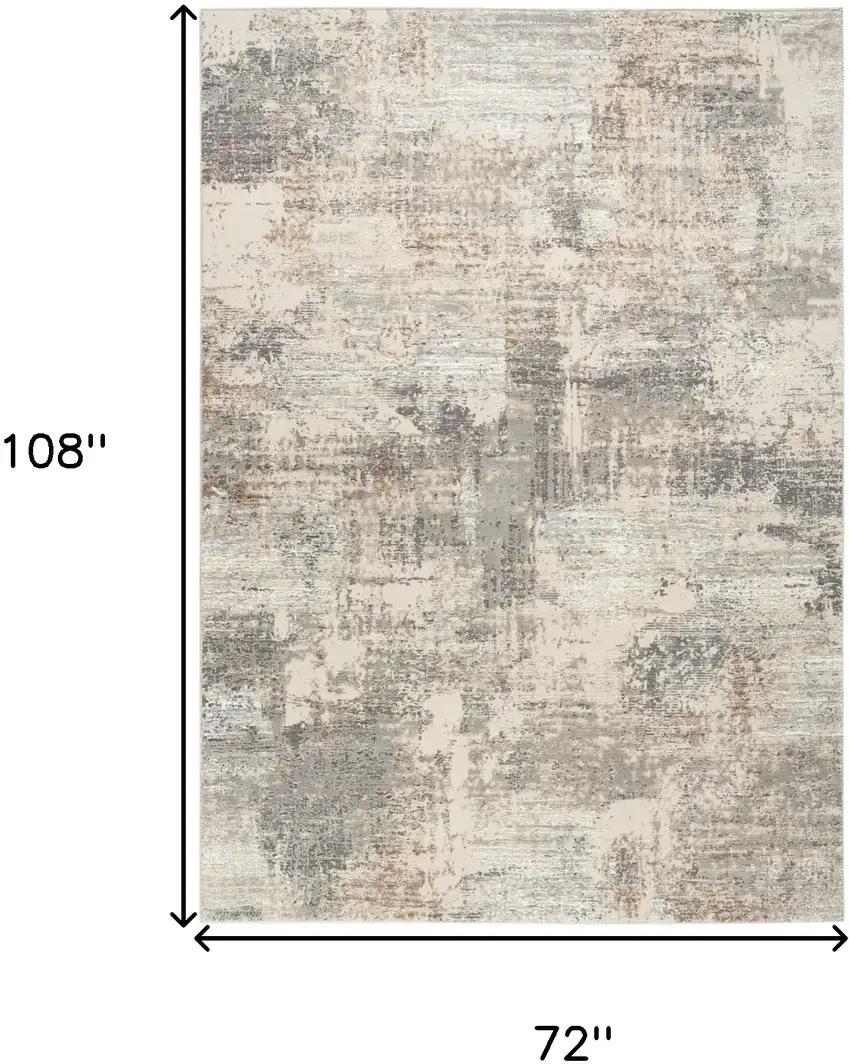 Beige And Gray Abstract Area Rug Photo 3