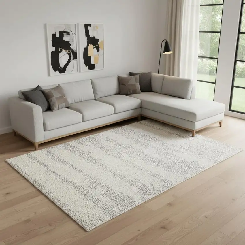 Beige And Gray Abstract Area Rug Photo 1