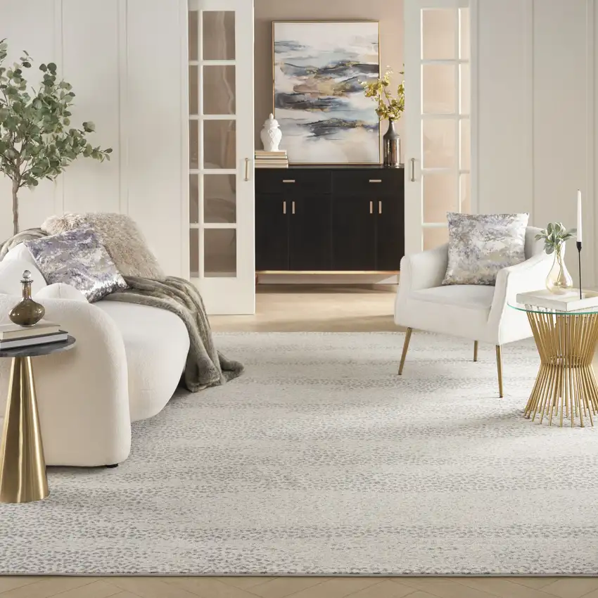 Beige And Gray Abstract Area Rug Photo 7