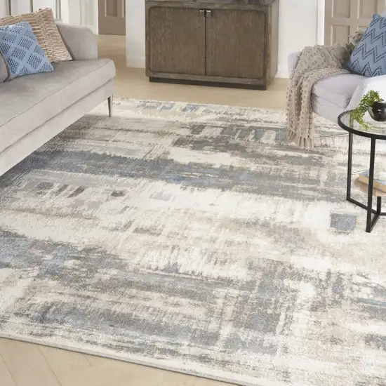 Beige And Gray Abstract Area Rug Photo 3