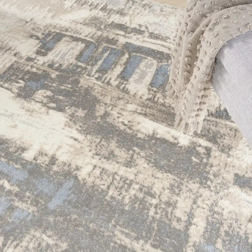 Beige And Gray Abstract Area Rug Photo 8