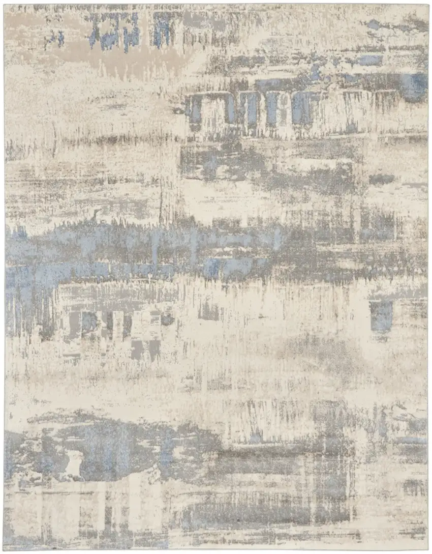 Beige And Gray Abstract Area Rug Photo 5