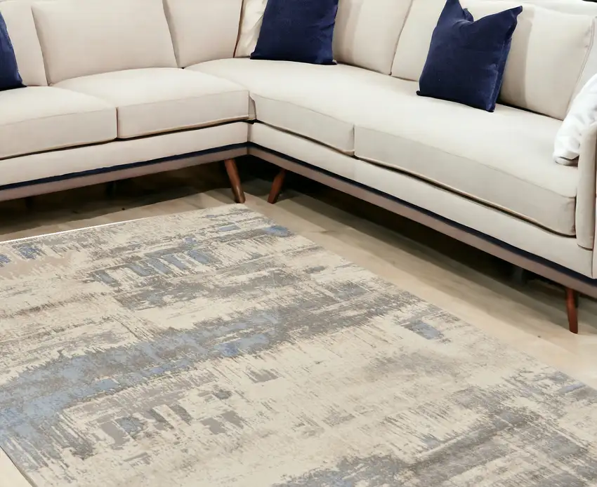 Beige And Gray Abstract Area Rug Photo 1