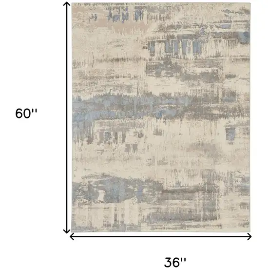 Beige And Gray Abstract Area Rug Photo 3