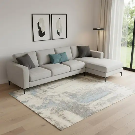 Beige And Gray Abstract Area Rug Photo 1