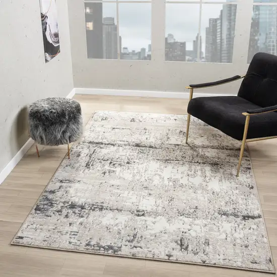 Beige And Gray Abstract Area Rug Photo 7