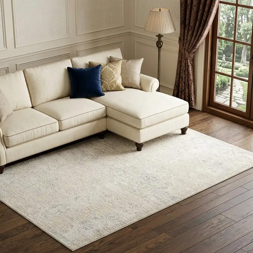 Beige And Gray Abstract Area Rug Photo 1
