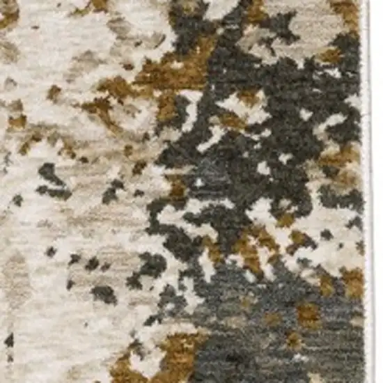Beige And Gray Abstract Distressed Area Rug With Fringe Photo 8