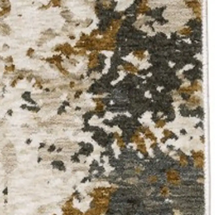 Beige And Gray Abstract Distressed Area Rug With Fringe Photo 8