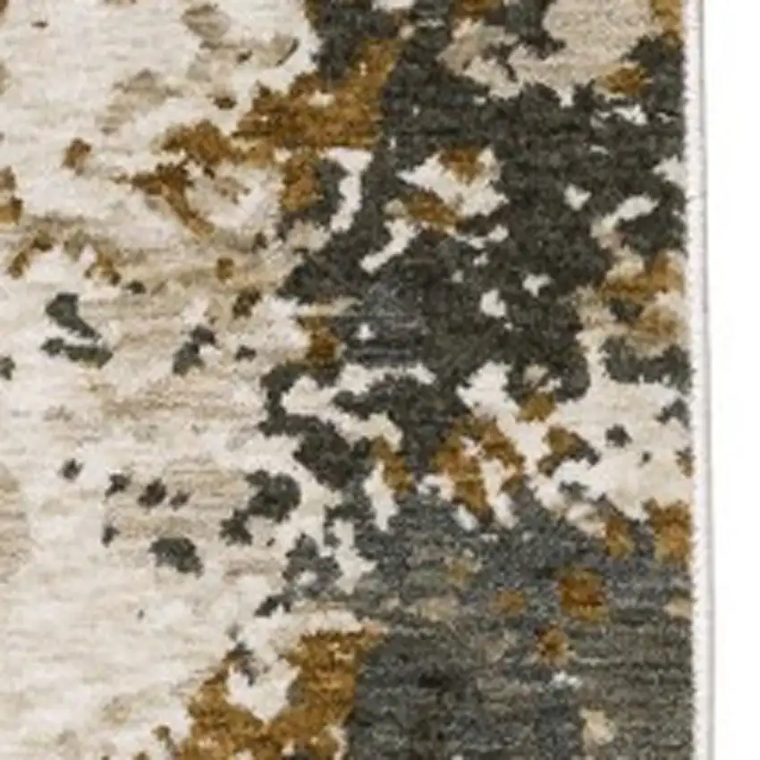 Beige And Gray Abstract Distressed Area Rug With Fringe Photo 8