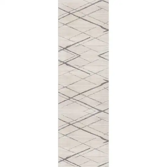Beige And Gray Abstract Runner Rug Photo 2