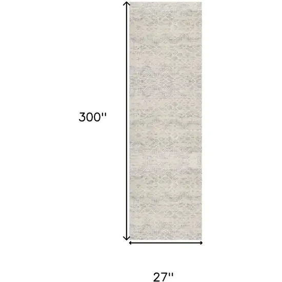 Beige And Gray Abstract Runner Rug Photo 8