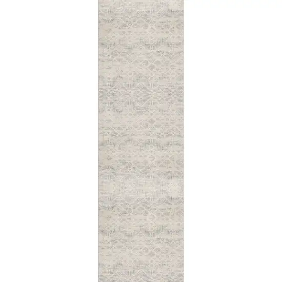 Beige And Gray Abstract Runner Rug Photo 2