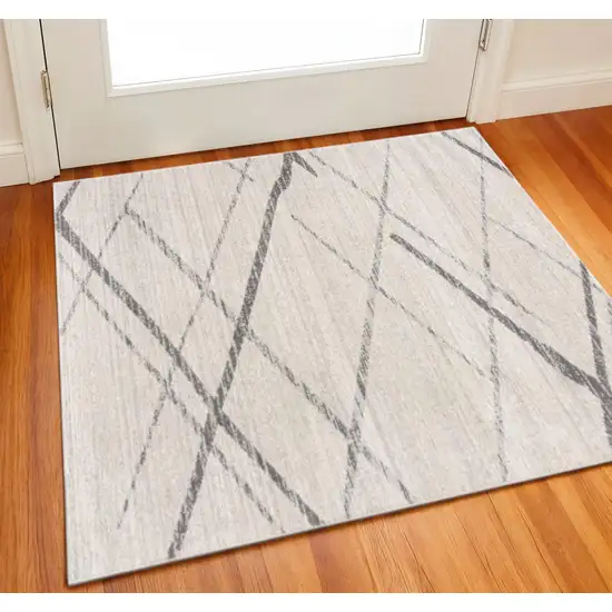 Beige And Gray Abstract Square Rug Photo 1