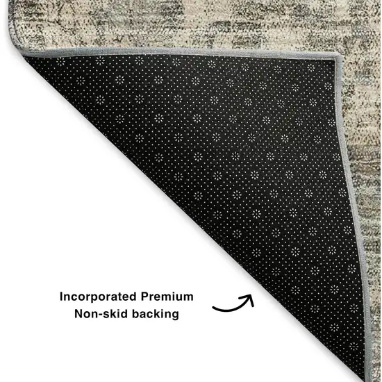 Beige And Gray Abstract Washable Area Rug With UV Protection Photo 7
