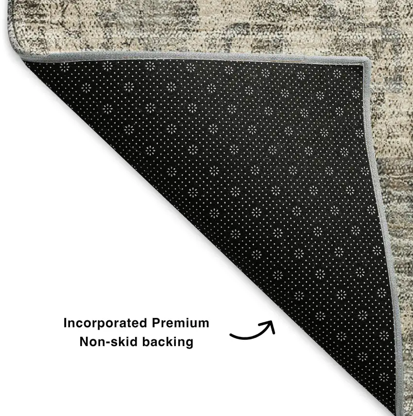 Beige And Gray Abstract Washable Area Rug With UV Protection Photo 7