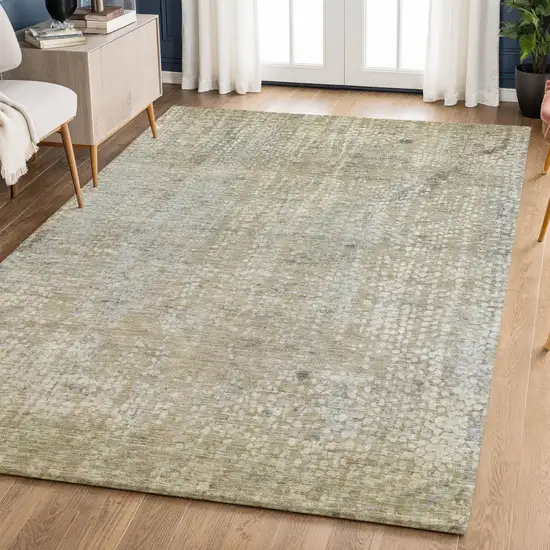 Beige And Gray Abstract Washable Area Rug With UV Protection Photo 5