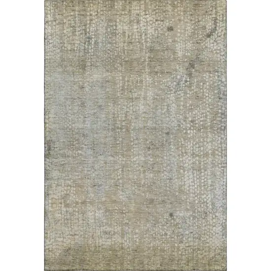 Beige And Gray Abstract Washable Area Rug With UV Protection Photo 6