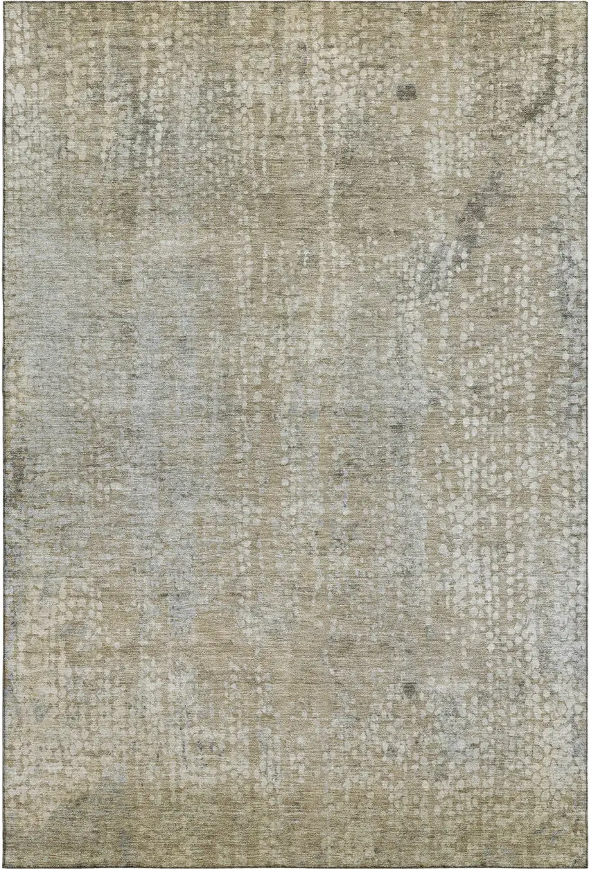 Beige And Gray Abstract Washable Area Rug With UV Protection Photo 6