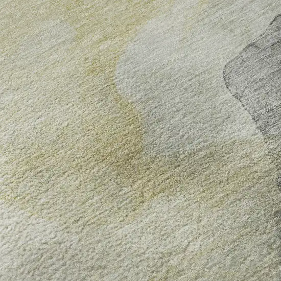 Beige And Gray Abstract Washable Area Rug With UV Protection Photo 7