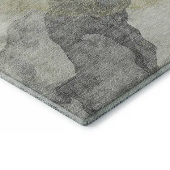 Beige And Gray Abstract Washable Area Rug With UV Protection Photo 6