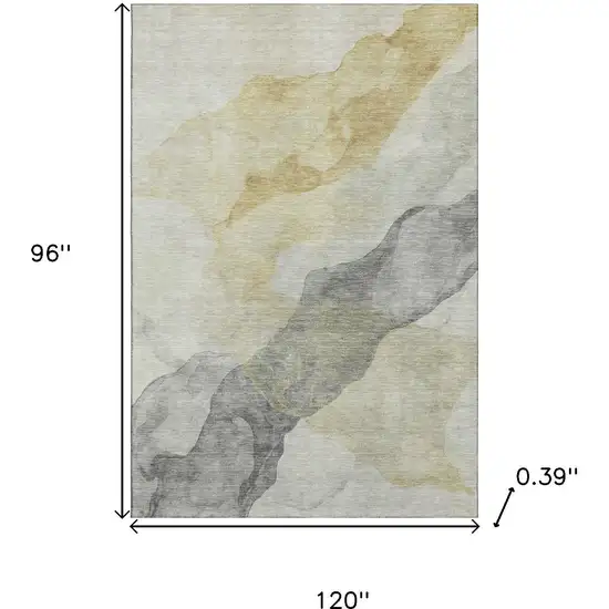 Beige And Gray Abstract Washable Area Rug With UV Protection Photo 9