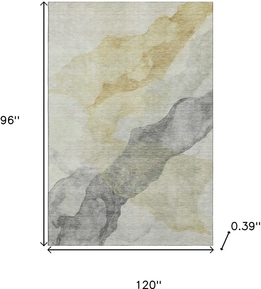 Beige And Gray Abstract Washable Area Rug With UV Protection Photo 9