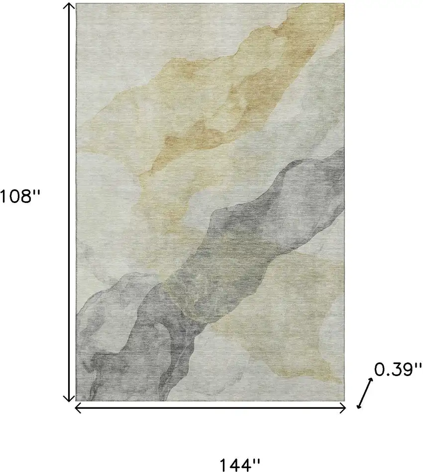 Beige And Gray Abstract Washable Area Rug With UV Protection Photo 9